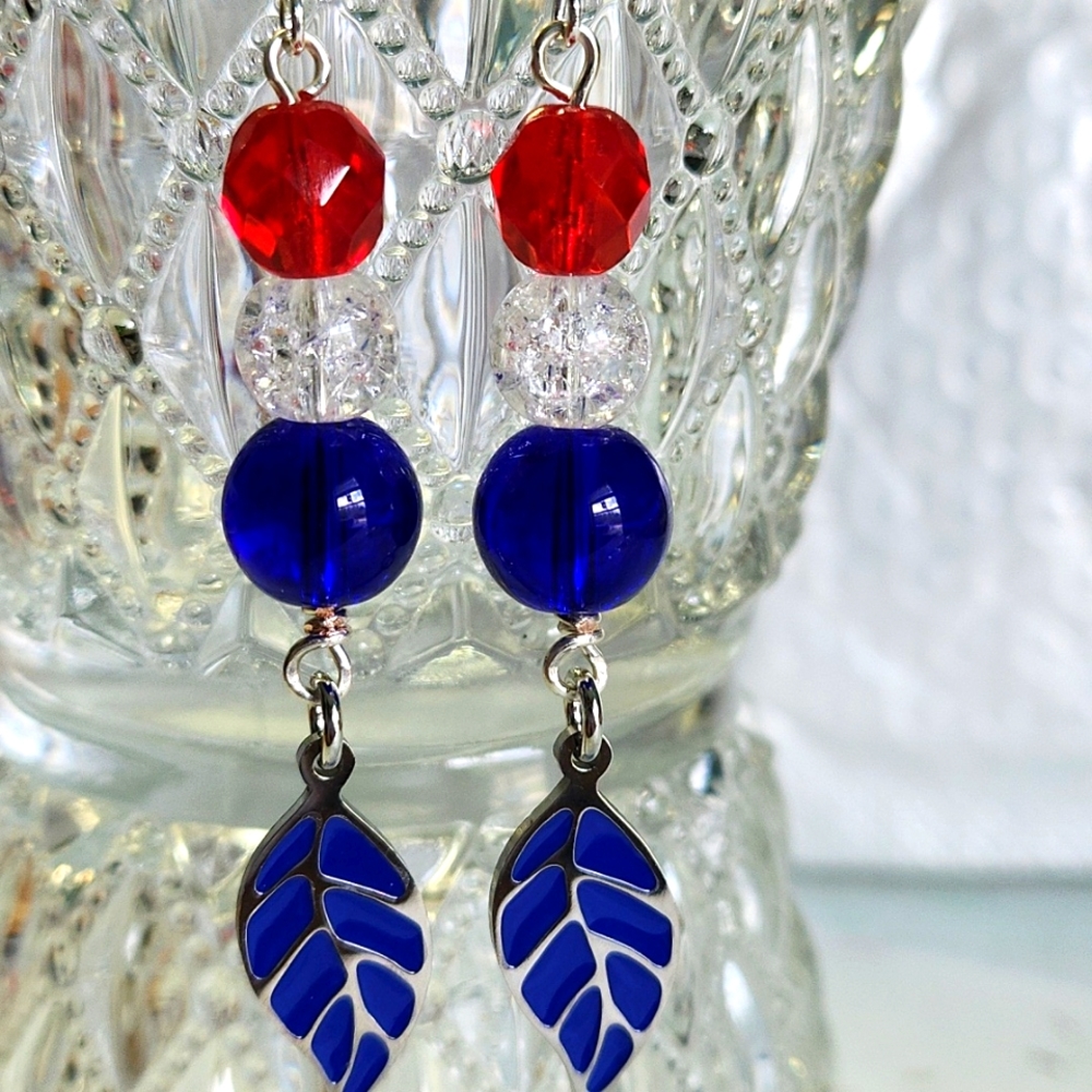 Blue Leaf Earrings! - Picture 2 of 2